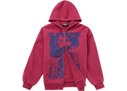 Supreme Hysteric Glamour Thermal Lined Zip Up Hoodie Washed Red
