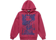 Supreme Hysteric Glamour Thermal Lined Zip Up Hoodie Washed Red