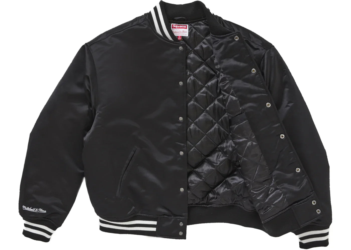 Supreme Mitchell & Ness Satin Varsity Jacket (Fw24) Black