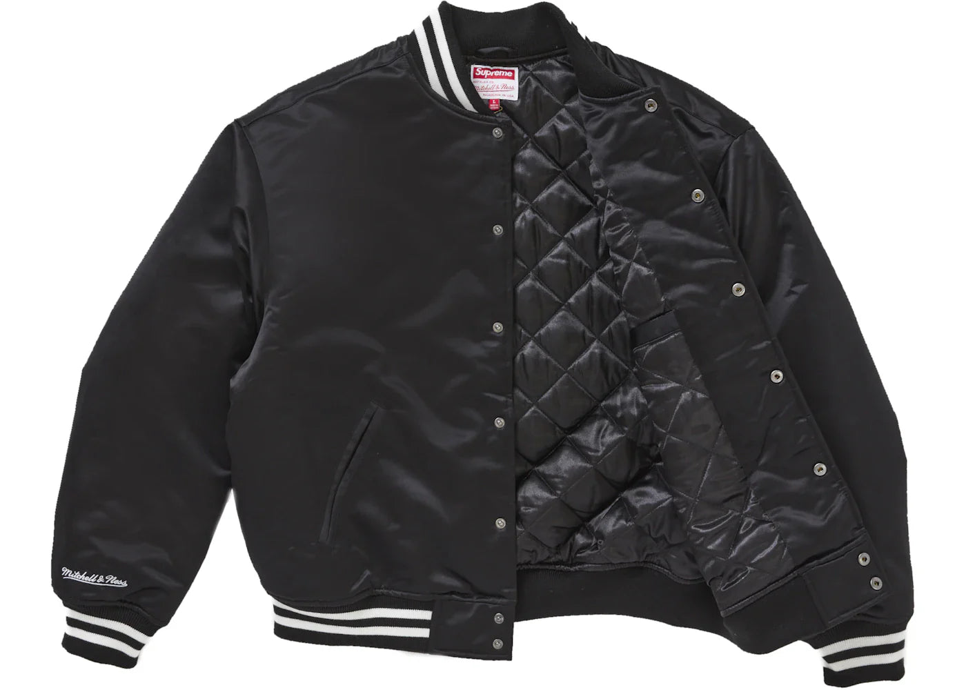 Supreme Mitchell & Ness Satin Varsity Jacket (Fw24) Black