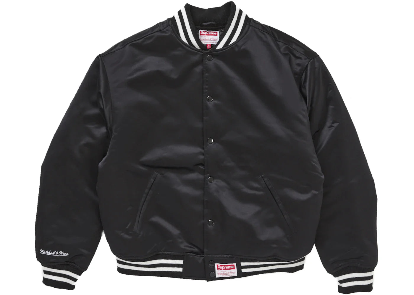 Supreme Mitchell & Ness Satin Varsity Jacket (Fw24) Black