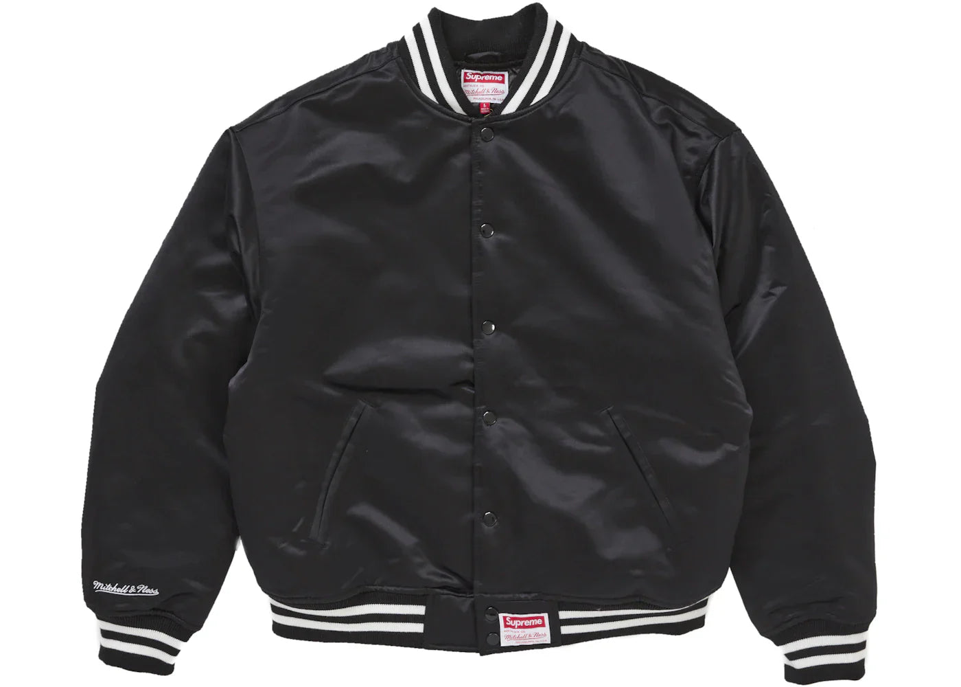 Supreme Mitchell & Ness Satin Varsity Jacket (Fw24) Black