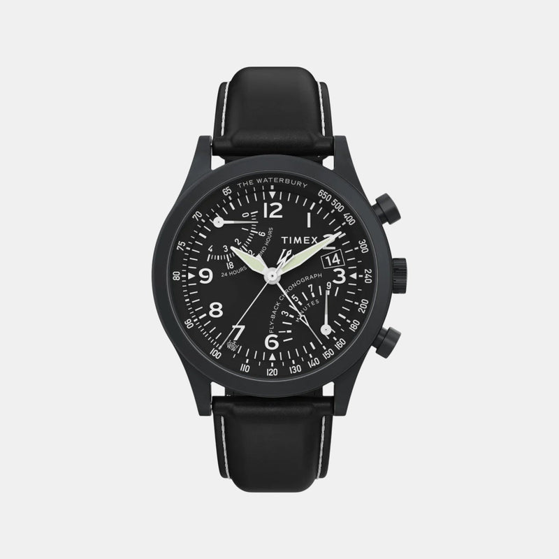 Timex Men Quartz Black Dial Analog Leather Watch Tw2W48000Uj
