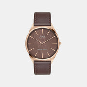 Timex Signio Men Quartz Brown Dial Analog Leather Watch Tweg34200