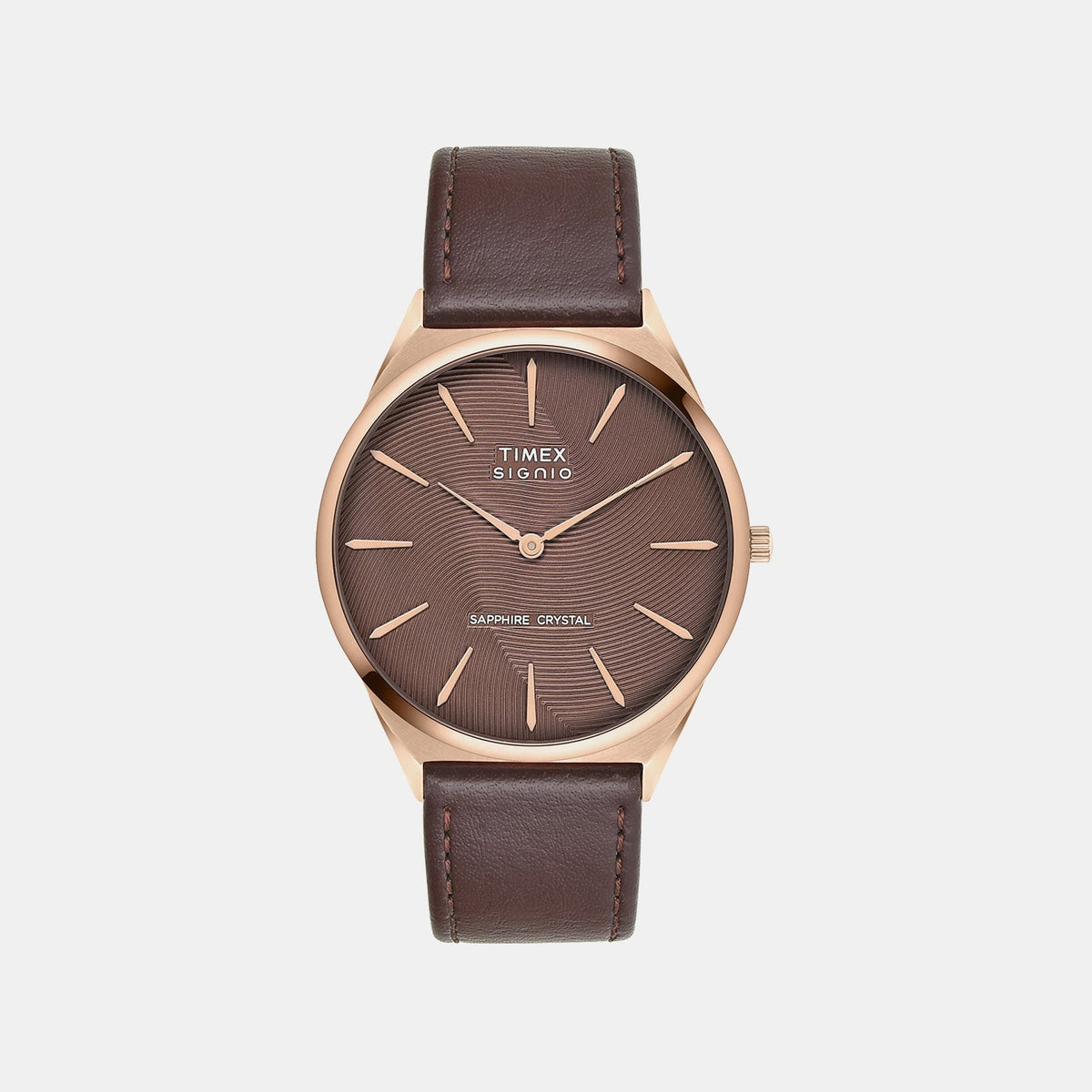 Timex Signio Men Quartz Brown Dial Analog Leather Watch Tweg34200