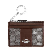 Coach Mini Id Skinny In Signature Jacquard Signature Jacquard-Silver-Oak-Maple