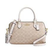 Coach Rowan Satchel Bag In Signature Canvas Signature Canvas-Gold-Sand-Chalk