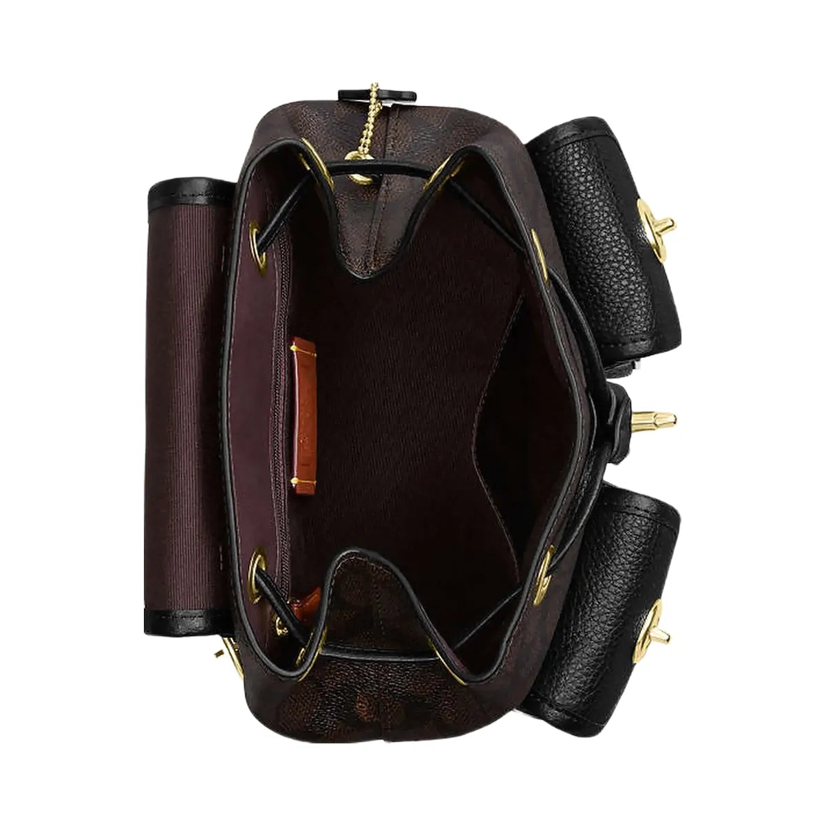 Coach Hadley Backpack In Signature Canvas Signature Canvas-Gold-Walnut-Black