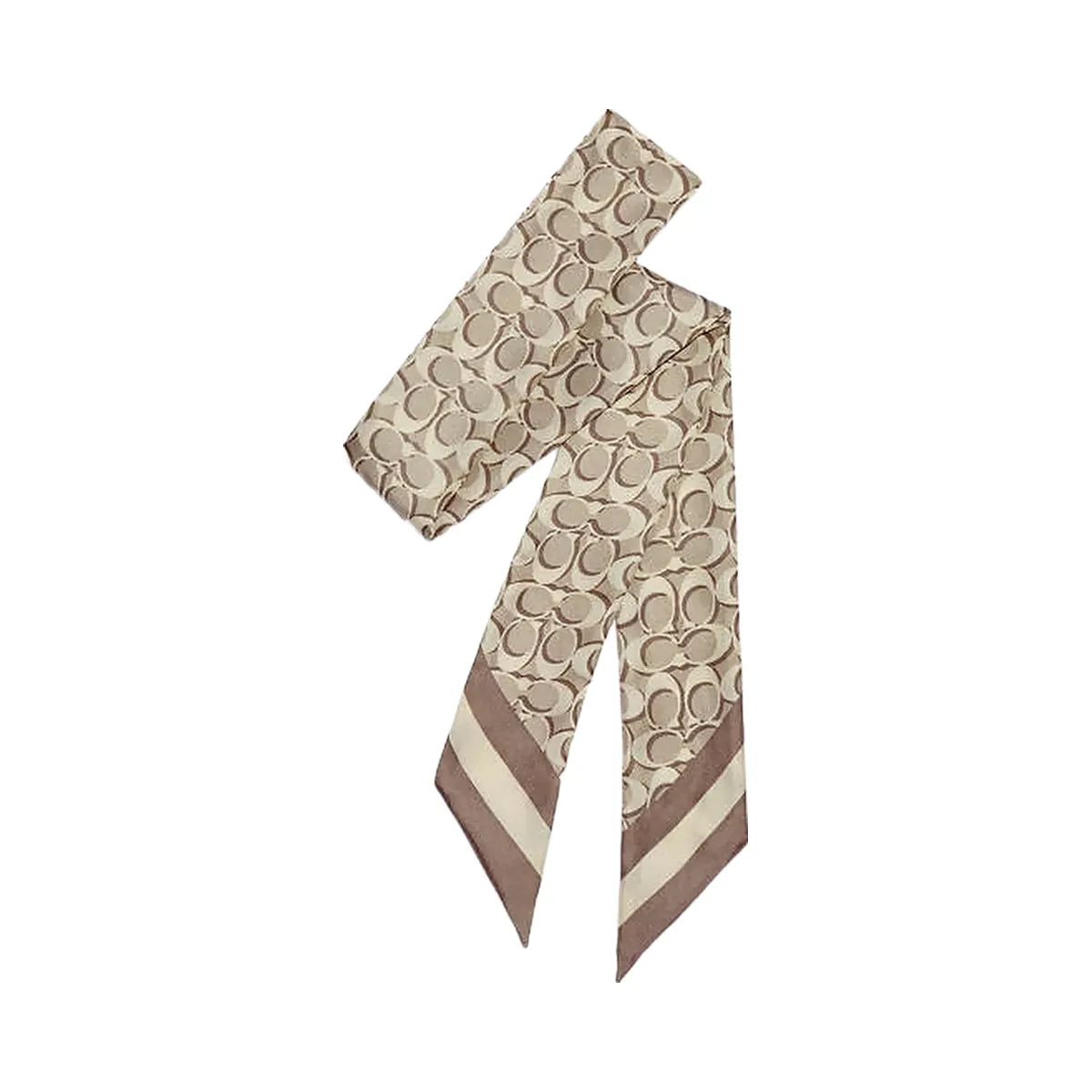 Coach Signature Print Silk Skinny Scarf Bone