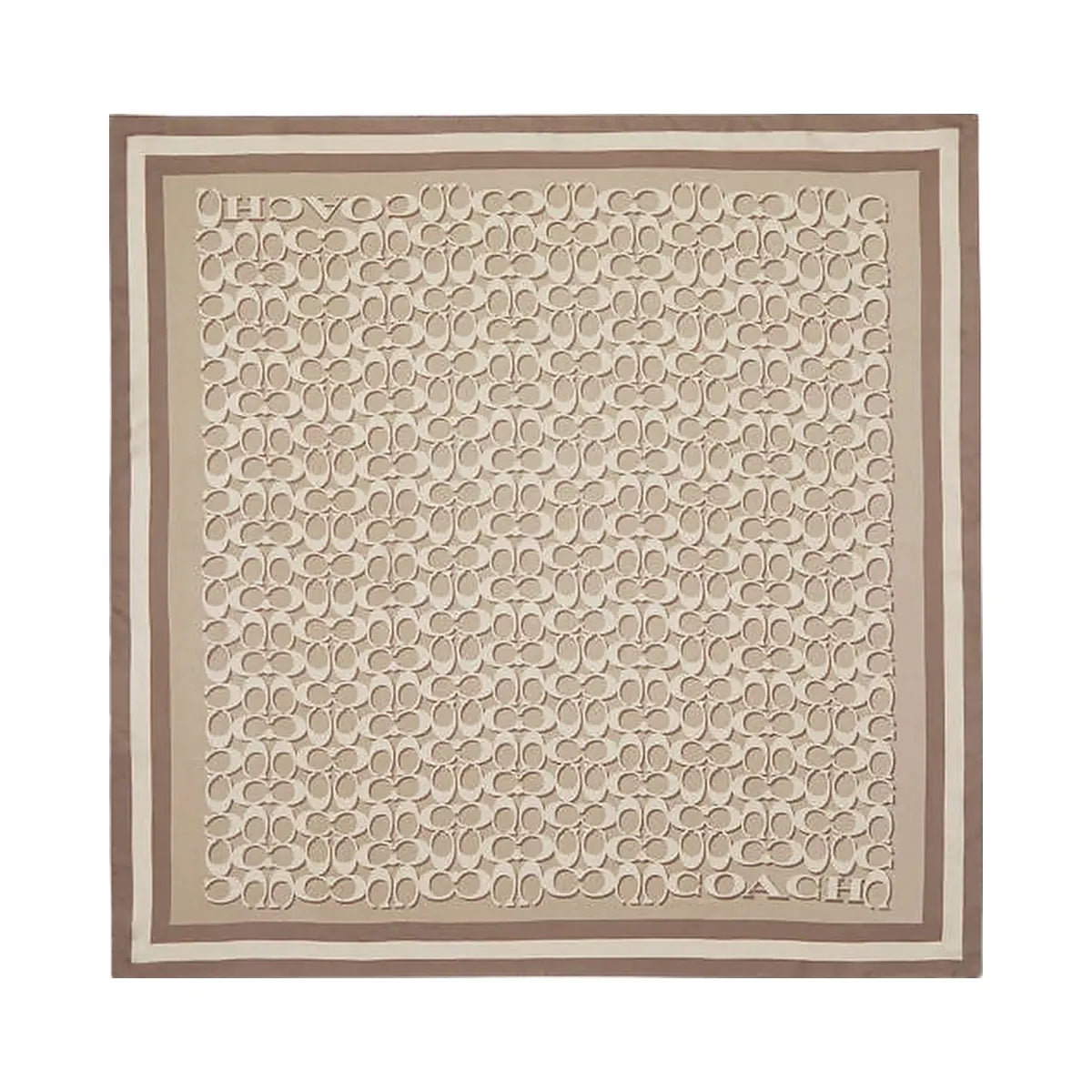 Coach Signature Print Silk Square Scarf Bone