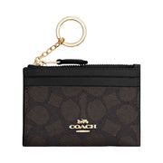 Coach Mini Skinny Id Case In Signature Canvas Signature Canvas-Gold-Walnut-Black