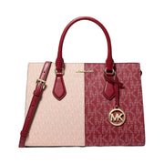Michael Kors Sheila Medium Two-Tone Metallic Signature Logo Satchel Cherry Multi