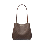 Michael Kors Pratt Medium Signature Logo Shoulder Bag Brown