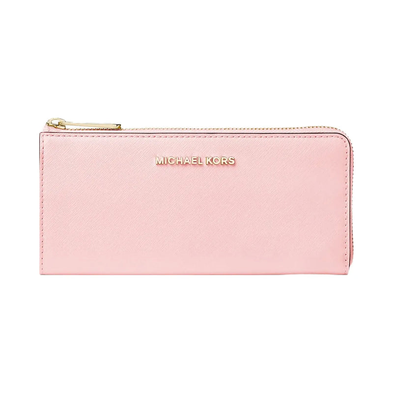 Michael Kors Jet Set Travel Large Saffiano Leather Quarter-Zip Wallet Powder Blush