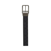 Coach Double Bar Buckle Cut To Size Reversible Belt, 38 Mm Gunmetal-Charcoal-Black