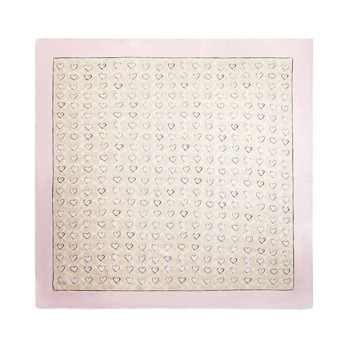 Coach Signature Doodle Heart Print Silk Square Scarf Sand-Pink