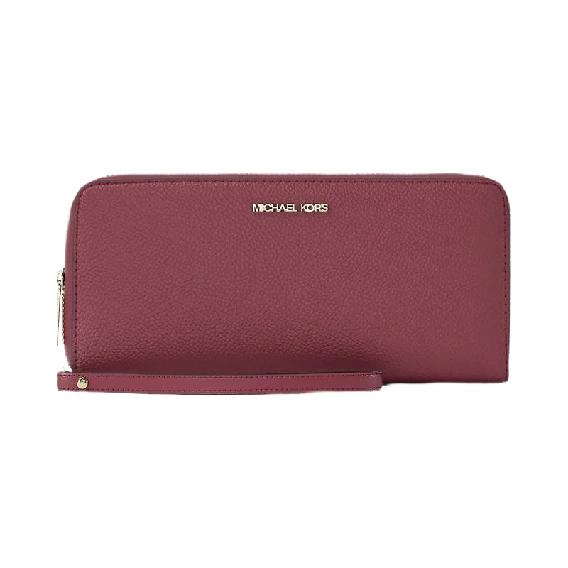 Michael Kors Jet Set Travel Large Pebbled Leather Wristlet Cherry