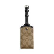 Coach Luggage Tag In Signature Canvas Signature Canvas-Gunmetal-Khaki