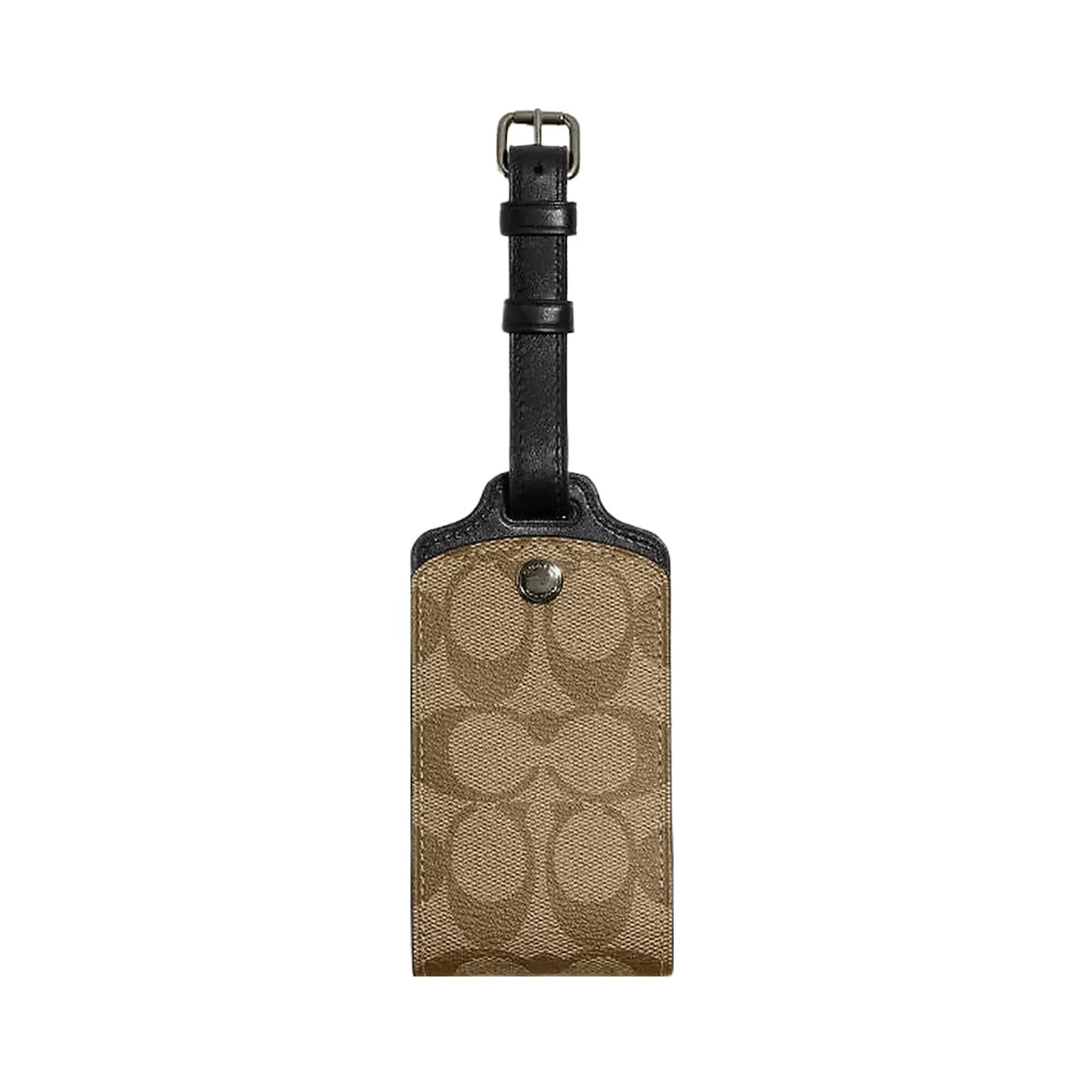 Coach Luggage Tag In Signature Canvas Signature Canvas-Gunmetal-Khaki