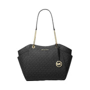Michael Kors Jet Set Large Signature Logo Shoulder Bag Black