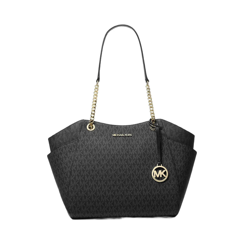 Michael Kors Jet Set Large Signature Logo Shoulder Bag Black