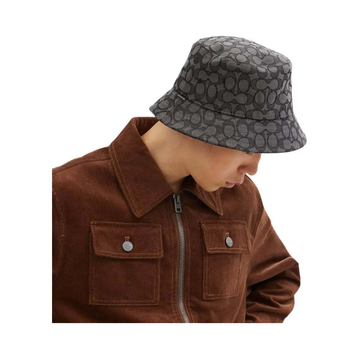 Coach Signature Jacquard Bucket Hat Charcoal