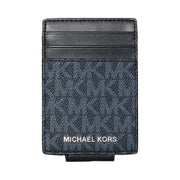 Michael Kors Cooper Signature Logo Money Clip Card Case Admrl-Plblue