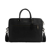 Coach Ethan Slim Brief Crossgrain Leather-Gunmetal-Black