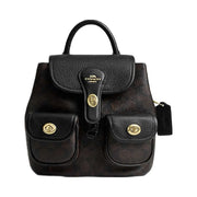 Coach Hadley Backpack In Signature Canvas Signature Canvas-Gold-Walnut-Black