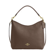 Coach Laurel Large Shoulder Bag Pebbled Leather-Gold-Dark Stone
