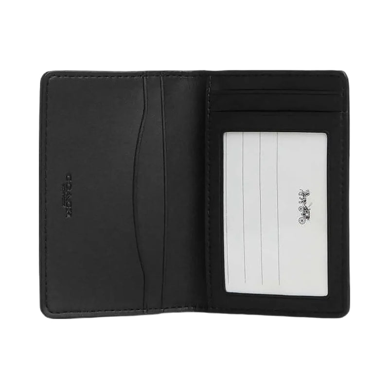 Coach Id Wallet In Signature Canvas Signature Canvas-Charcoal-Black