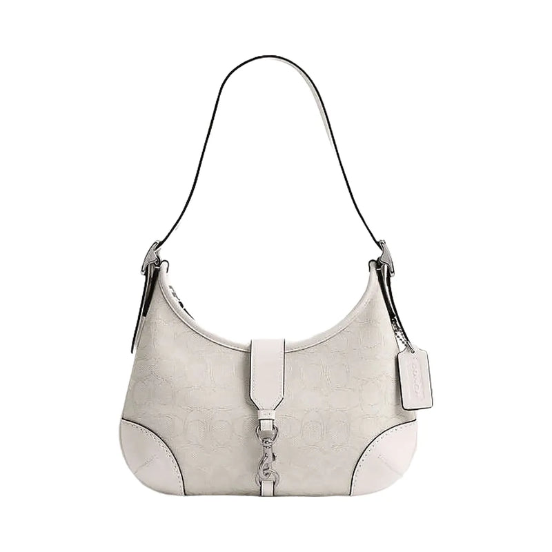 Coach Hamptons Hobo Bag In Signature Jacquard Signature Jacquard-Silver-Cloud Chalk