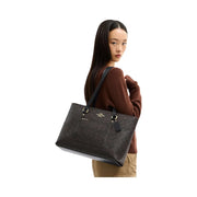 Coach Station Tote Bag In Signature Canvas Signature Canvas-Gold-Walnut-Black