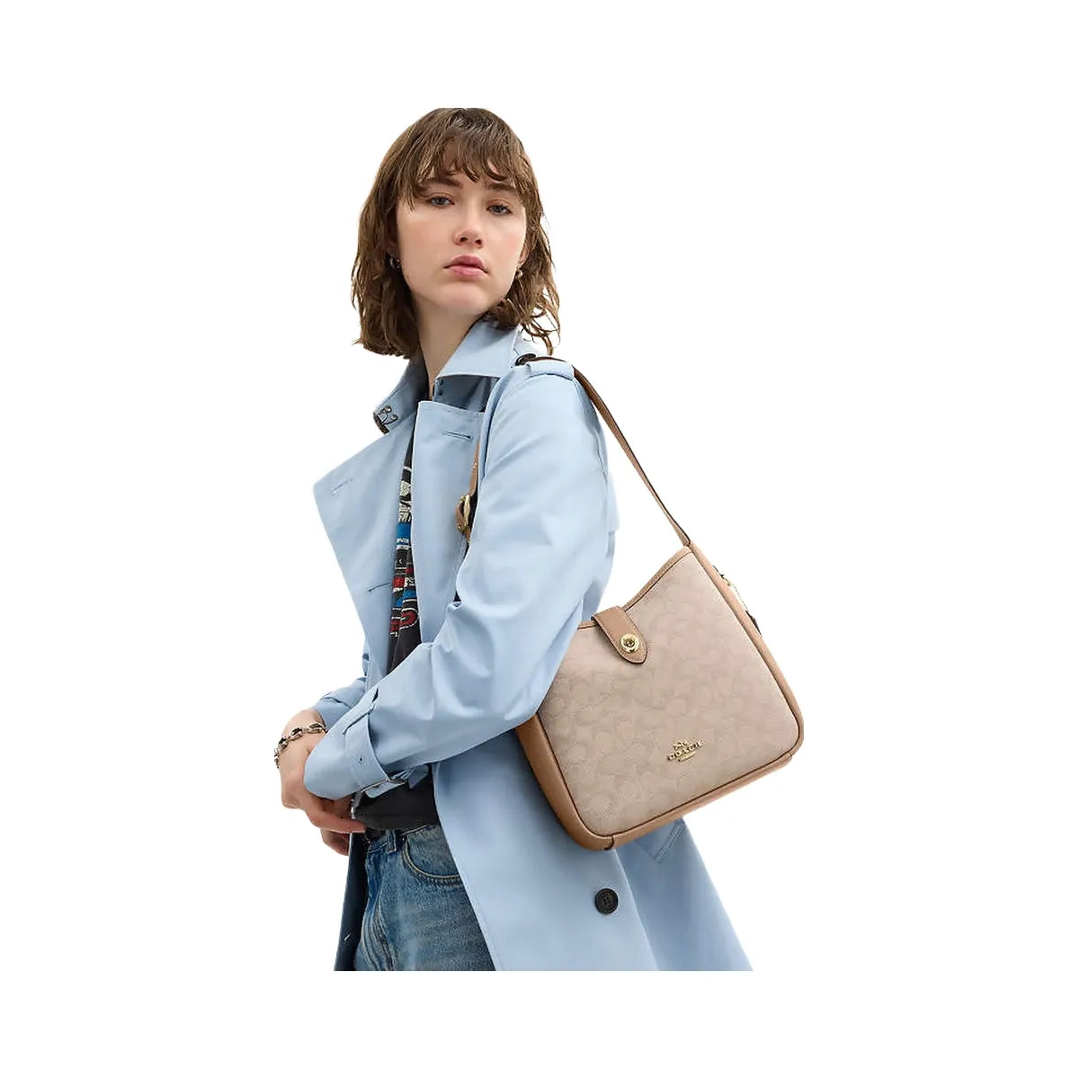 Coach Hadley Convertible Crossbody Bag With Signature Canvas Im-Dark Natural Multi