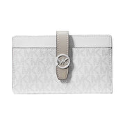 Michael Kors Greenwich Medium Signature Logo Wallet Optic White