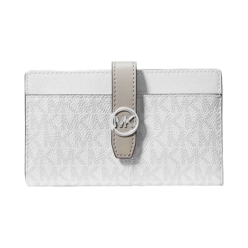 Michael Kors Greenwich Medium Signature Logo Wallet Optic White