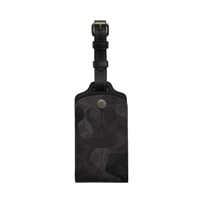 Coach Luggage Tag In Signature Camo Print Signature Canvas-Gunmetal-Grey Multi