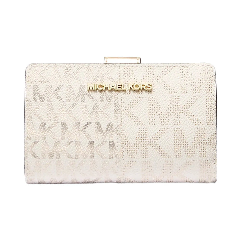 Michael Kors Jet Set Medium Metallic Logo Wallet Pale Gold