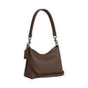 Coach Laurel Small Shoulder Bag Pebbled Leather-Qb-Dark Stone