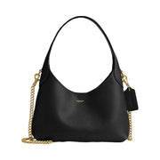 Coach Brooklyn Shoulder Bag 23 Natural Grain Leather-Brass-Black