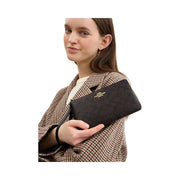 Coach Large Corner Zip Wristlet In Signature Canvas Signature Canvas-Gold-Walnut-Black