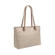 Coach Station Tote Bag In Signature Canvas Signature Canvas-Silver-Sand-Taupe