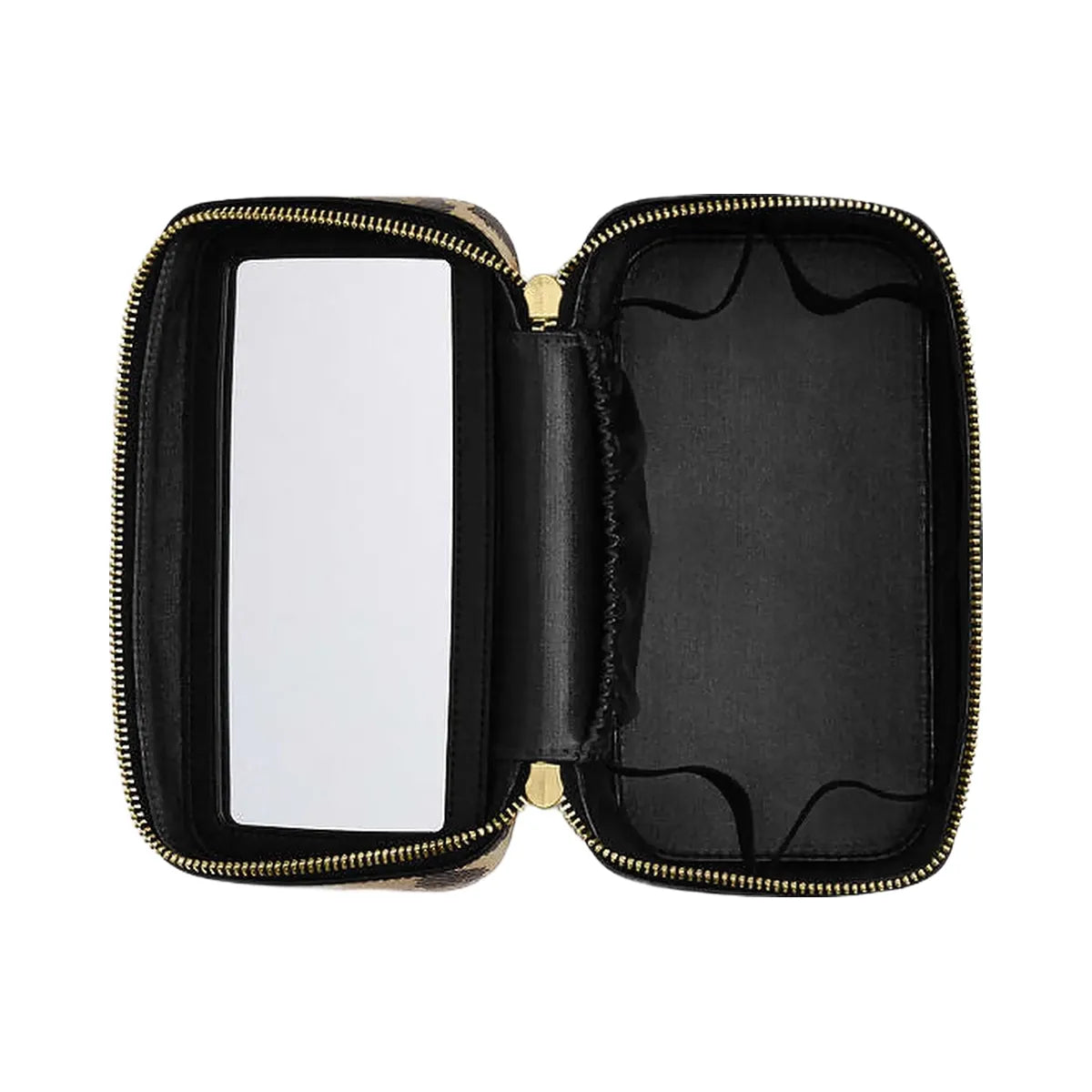 Coach Cosmetic Case With Leopard Print Pebbled Leather-Gold-Leopard Multi