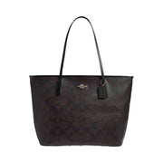 Coach Large City Tote Bag In Maxi Signature Canvas Signature Canvas-Gold-Walnut-Black