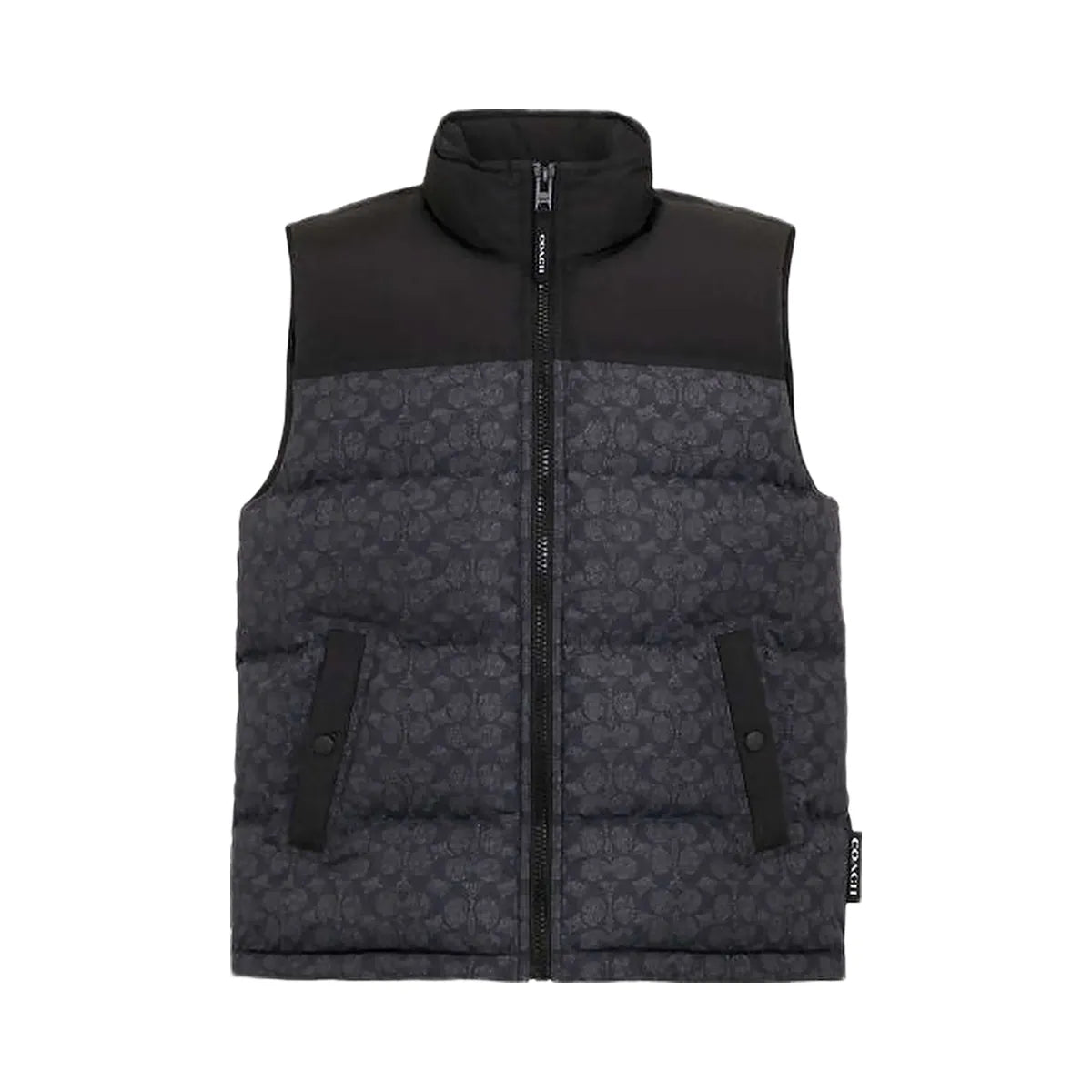 Coach Signature Down Vest In Recycled Polyester Charcoal Signature