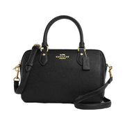 Coach Rowan Satchel Bag Crossgrain Leather-Gold-Black