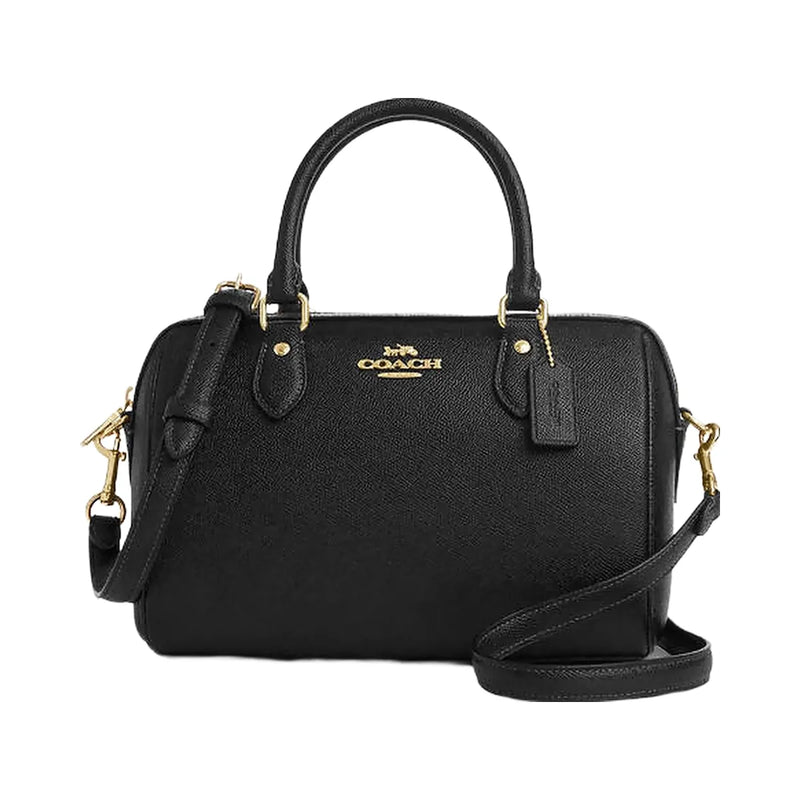 Coach Rowan Satchel Bag Crossgrain Leather-Gold-Black