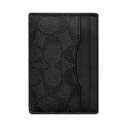 Coach Card Case With Money Clip In Signature Canvas Signature Canvas-Gunmetal-Charcoal-Black