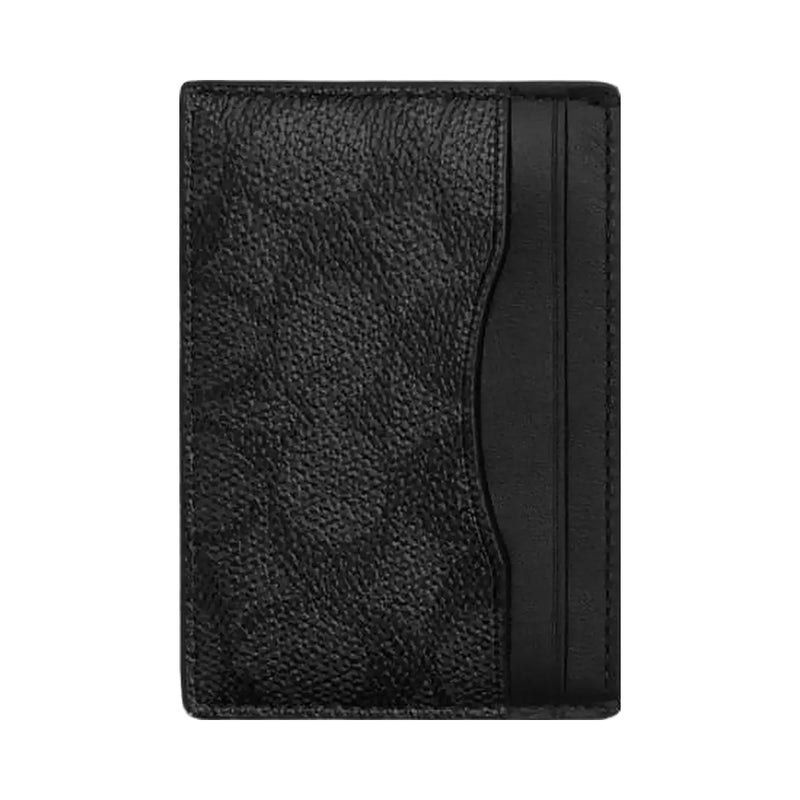 Coach Card Case With Money Clip In Signature Canvas Signature Canvas-Gunmetal-Charcoal-Black