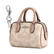 Coach Mini Rowan Bag Charm In Signature Canvas Signature Canvas-Silver-Sand-Taupe